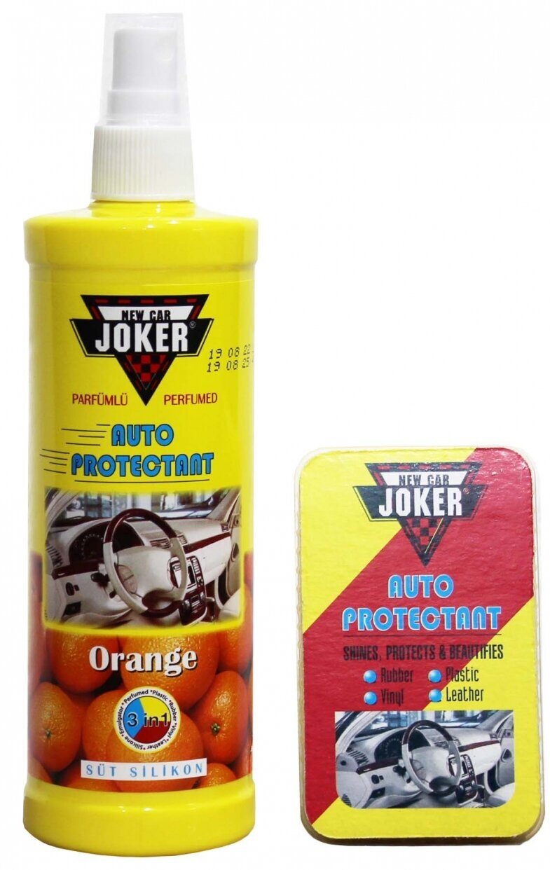 Защитная полироль для кожи винила пластика автомобиля JOKER с губкой 250мл Апельсин