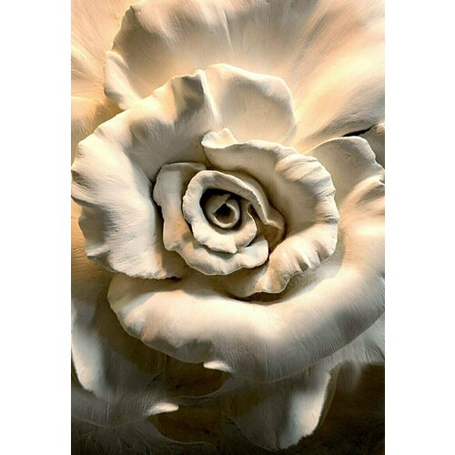 Моющиеся виниловые фотообои GrandPiK Барельеф роза. Гипс, 200х290 см