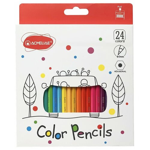 фото Цветные карандаши для рисования acmeliae color pencils, 24 цвета