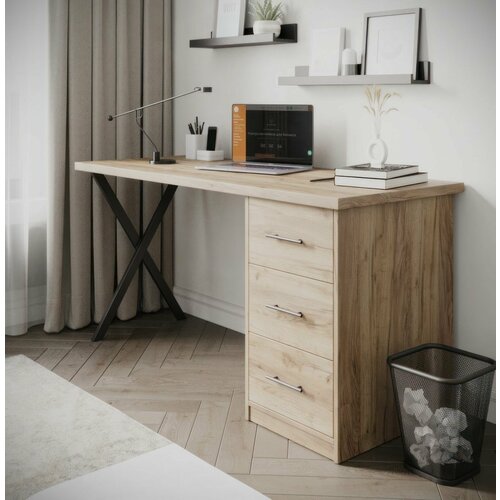 Письменный стол Лофт-4 с ящиками / Дуб Вотан / 1500х750х600