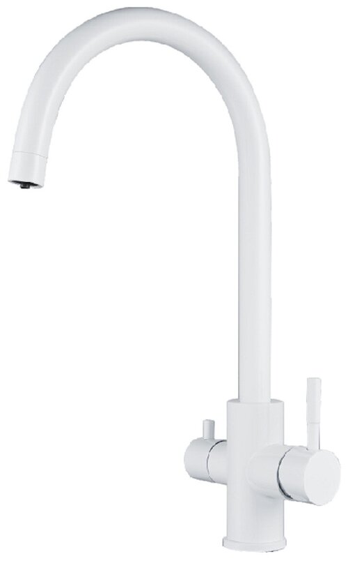 Смеситель для кухни OUTE 420 мм белый однорычажныйсо встроенным краном под питьевую воду.