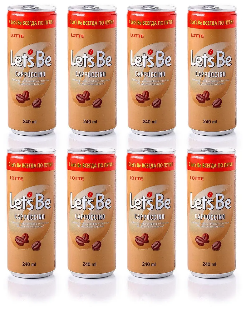 Кофейный напиток Lotte Let's Be Cappuccino (Капучино), 8 банок по 240 ...
