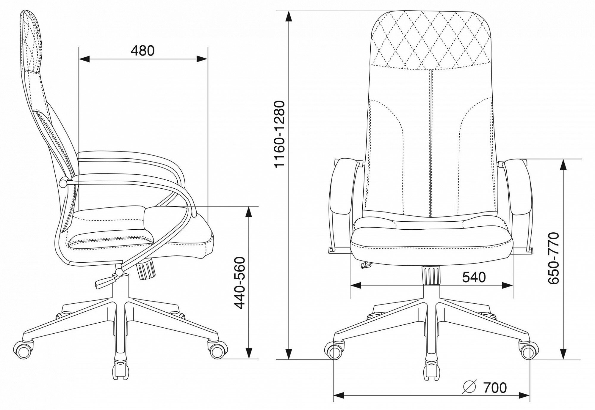 Кресло руководителя Бюрократ CH-608Fabric, на колесиках, ткань, серый [ch-608/fabric-dgrey] - фото №10