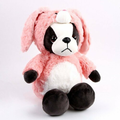 фото Мягкая игрушка «собака» в костюме зайца, 30 см, цвет розовый no brand