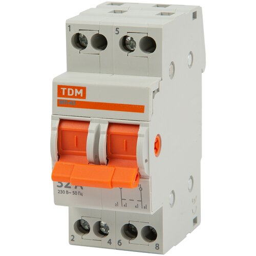Модульный переключатель TDM трехпозиционный МП-63 2P 32А модульный переключатель tdm electric sq0224 0005