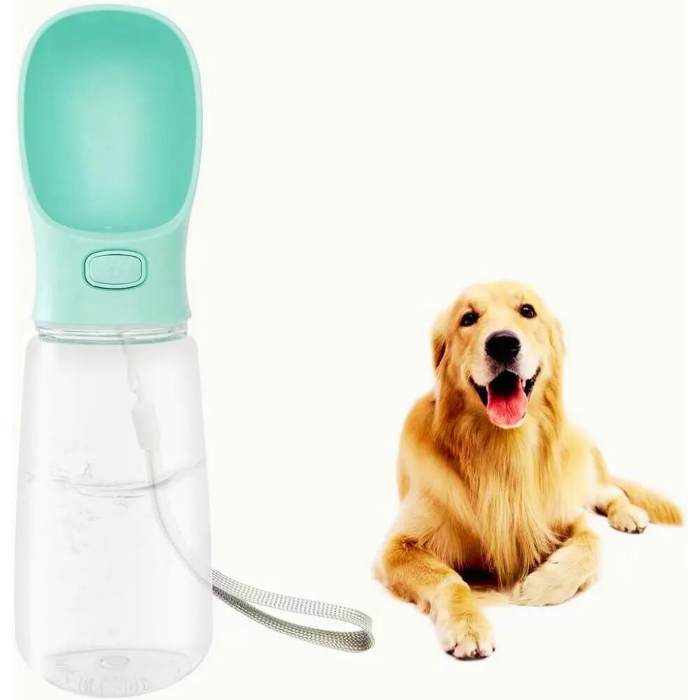 Портативная (дорожная) бутылочка поилка для домашних животных, зеленый, 550 мл. - фотография № 2