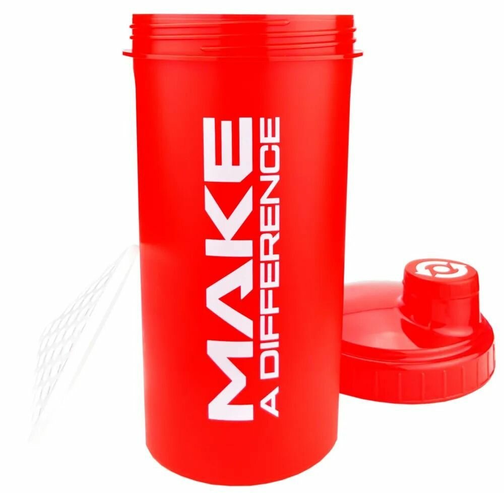 Шейкер Спортивный Scitec Nutrition Shaker 700 мл. с сеткой и мерной шкалой Make a Difference Красный