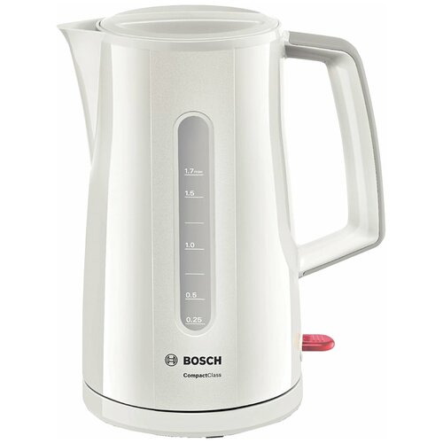 Чайник BOSCH TWK3A011, 1,7 л, 2400 Вт, закрытый нагревательный элемент, пластик, белый