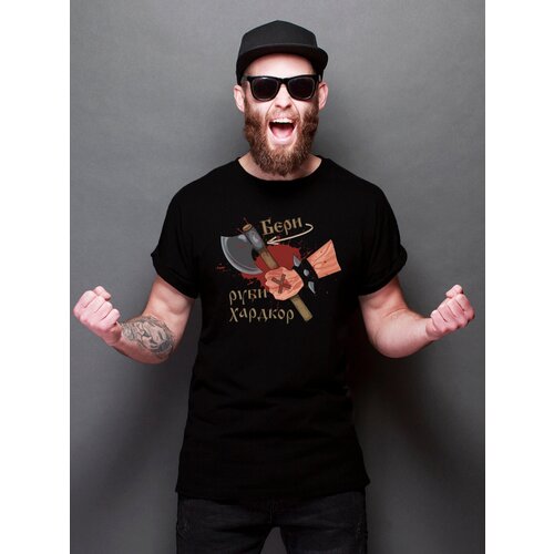 фото Футболка just4you, хлопок, размер 3xl, черный