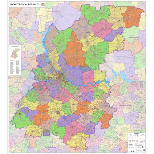 настенная карта калужской области 153 х 165 см на баннере Настенная карта Нижегородской области 170 х 153 см (на баннере)