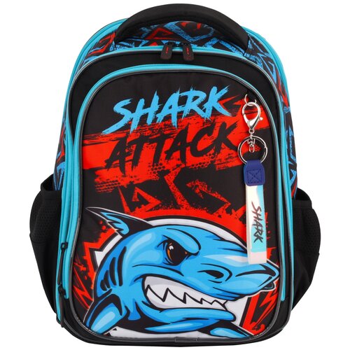 КОКОС Ранец Light Shark Attack 213803, черный ранец кокос comfort light anime style 27 38 16 см 2отд с брелоком 213794