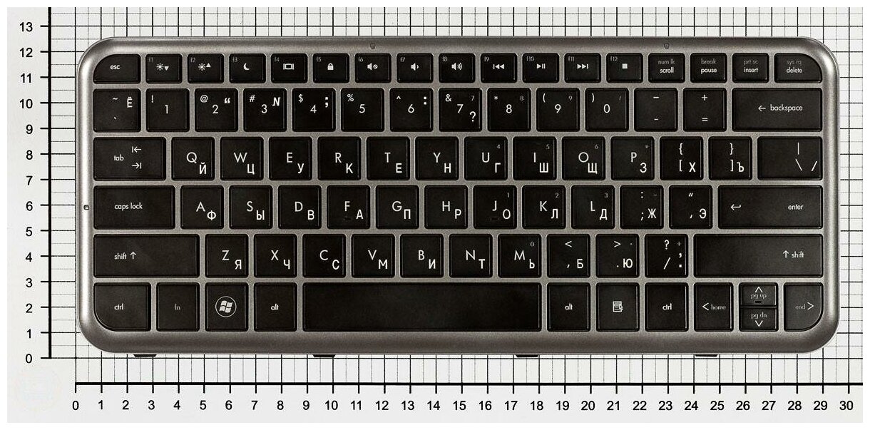 Клавиатура для ноутбука HP Pavilion DM3-1014 черная с серой рамкой