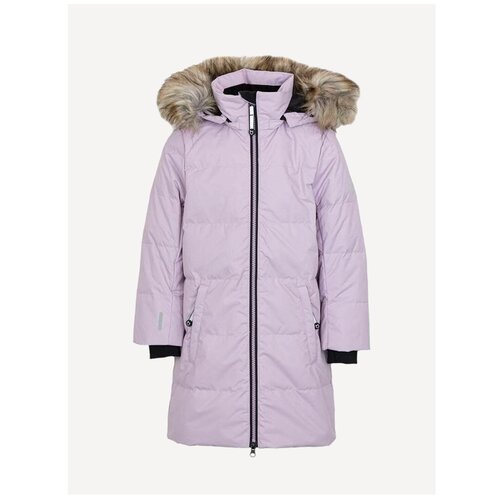 Зимнее пальто-пуховик для девочек котофей 07858002-42 размер 122 цвет бордовый