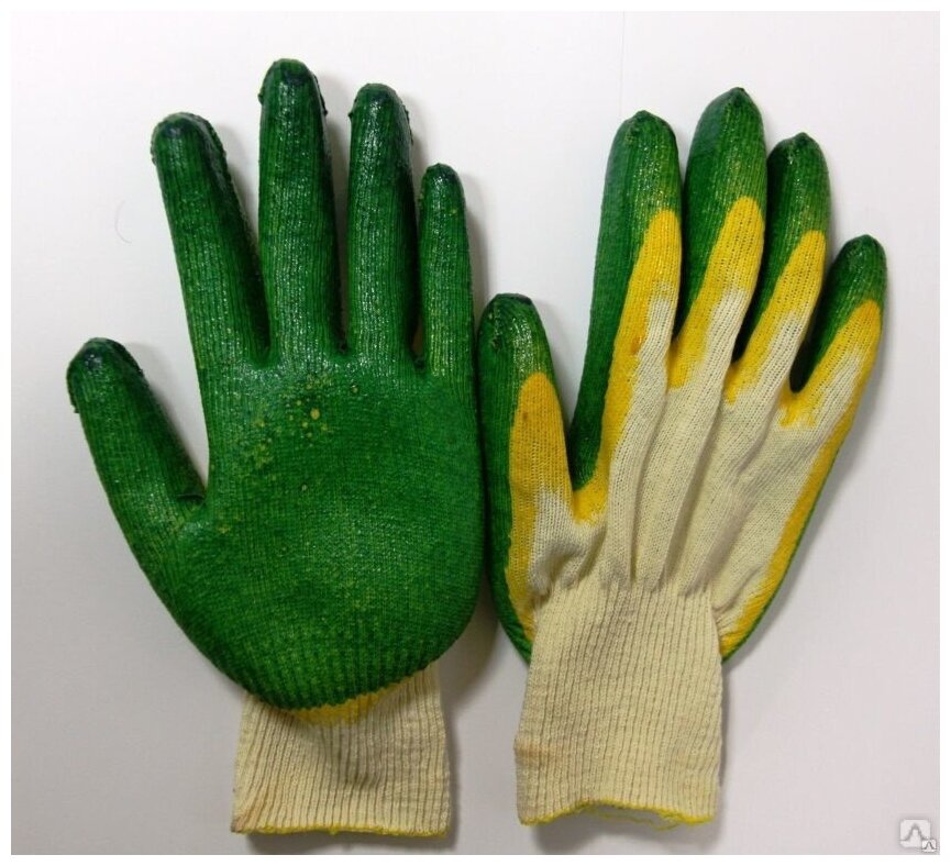 Перчатки рабочие защитные с двойным латексным обливом, безразмерные, 5 пар