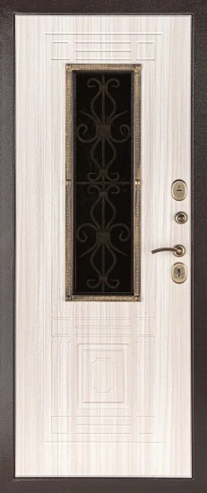 Дверь входная металлическая с элементами ковки Венеция - 2 , 97*205, сандал белый, с левосторонним открыванием - фотография № 1