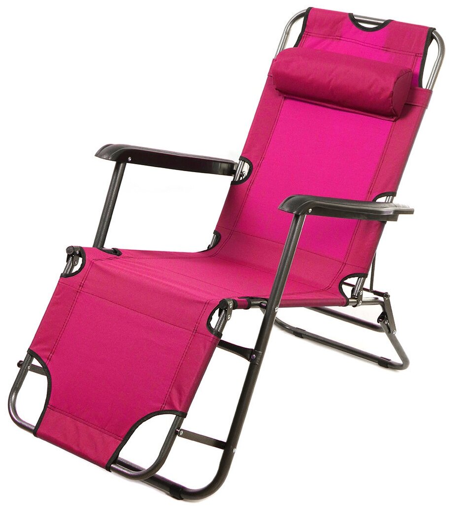 фото Шезлонг пляжный складной Green Days фуксия, 153х60х80 cм