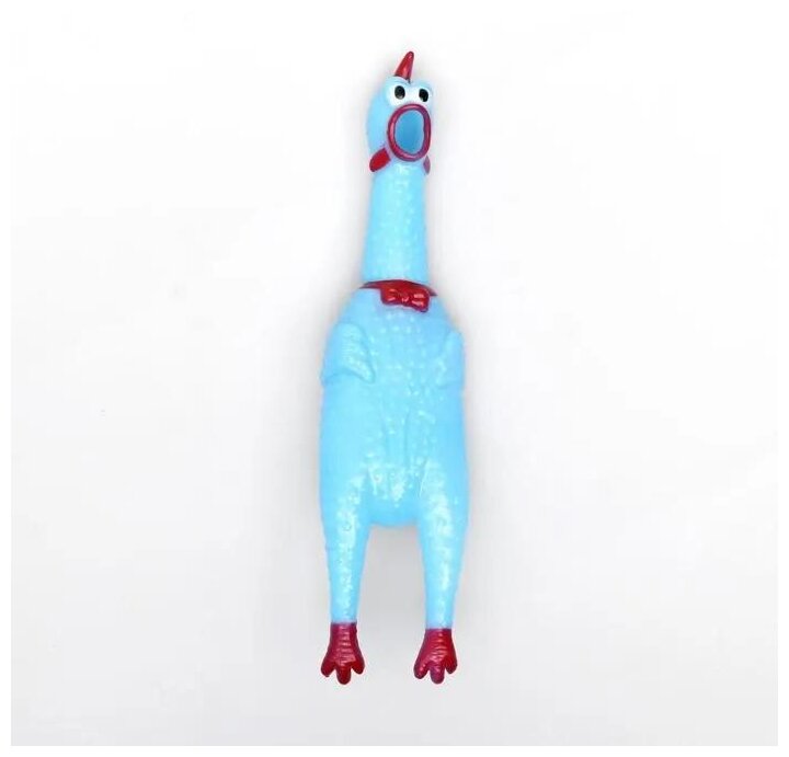 Игрушка пищащая "Задумчивая курица" для собак, 28 см, голубая 5498119 - фотография № 1