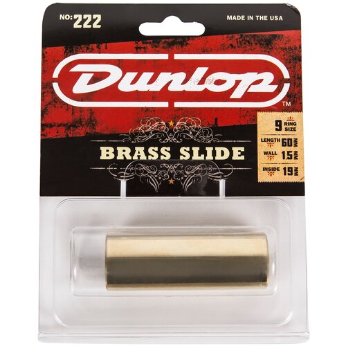 222-Dunlop Слайд латунный, обычная толщина, средний, Dunlop слайд горизонтальный dunlop 928 ben harper signature tonebar
