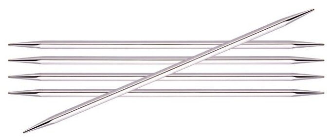 Спицы чулочные Knit Pro Nova Cubics, 6 мм, 15 см, никелированная латунь, серебристый, 5 шт (KNPR.12113)