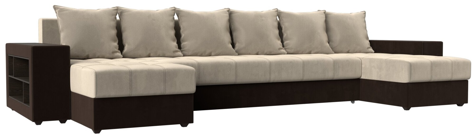 фото П-образный диван Дубай полки слева