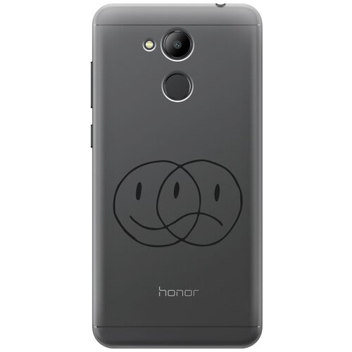 Силиконовый чехол с принтом Two Faces для Honor 6C Pro / Хонор 6С Про силиконовый чехол tag stickers на honor 6c pro хонор 6с про