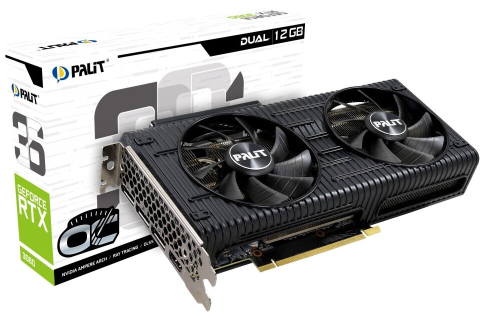 Видеокарта Palit NVIDIA GeForce RTX 3060 DUAL OC 12G LHR, GDDR6, GDDR6 192bit 3-DP HDMI