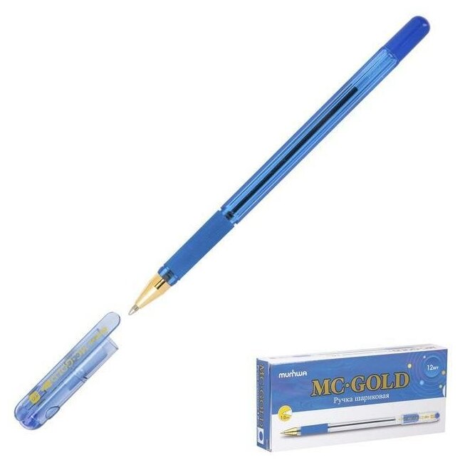 Ручка шариковая 1,0 "MC Gold" синяя (BMC10-02) MunHwa - фото №4