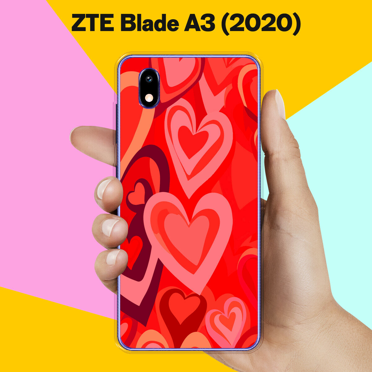 Силиконовый чехол на ZTE Blade A3 (2020) Красные Сердца / для ЗТЕ Блейд А3 (2020)