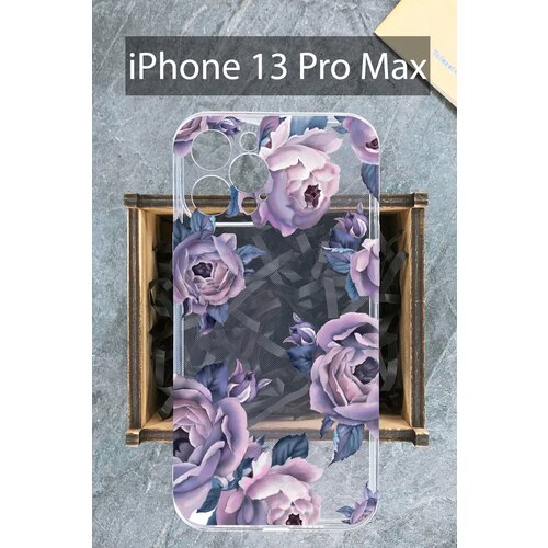 Силиконовый чехол Пионы для iPhone 13 Pro Max / Айфон 13 Про Макс силиконовый чехол единороги для iphone 13 pro max айфон 13 про макс