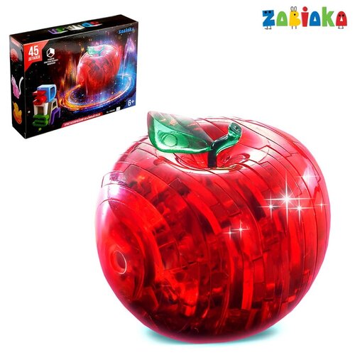 головоломка 3d яблоко Пазл 3D кристаллический «Яблоко», 45 деталей, цвета микс