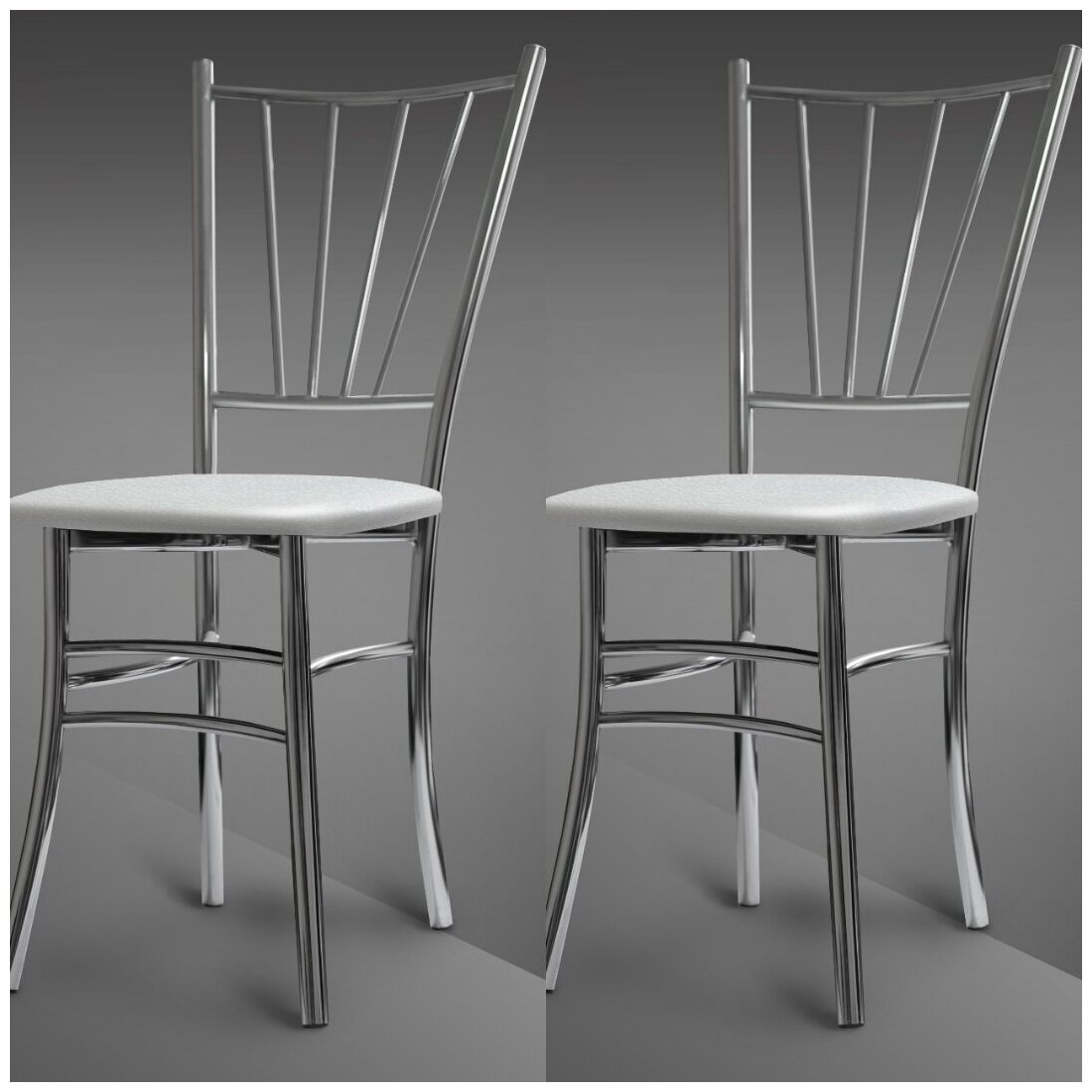Кухонные стулья, Крис, для обеденной зоны, столовой, кухни, дома, дачи, металлический, хромированный корпус, цвет сиденья белый, экокожа