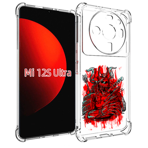 Чехол MyPads красный скелет воин для Xiaomi 12S Ultra задняя-панель-накладка-бампер