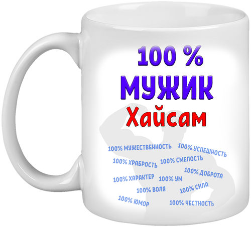 Кружка Хайсам 100% мужик, белая