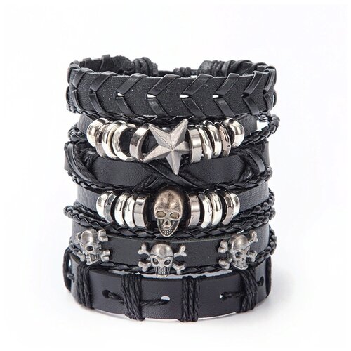 фото Браслет мужской в стиле бохо звезда черный /веревочный браслет на руку мужской (экокожа) / этнический мужской браслет/ браслет шамбола eifdock