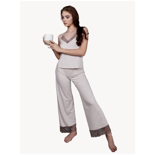 фото Костюм mon plaisir 65831137 топ с брюками палаццо пижама женская теплая со штанами хлопок одежда оверсайз для девушек