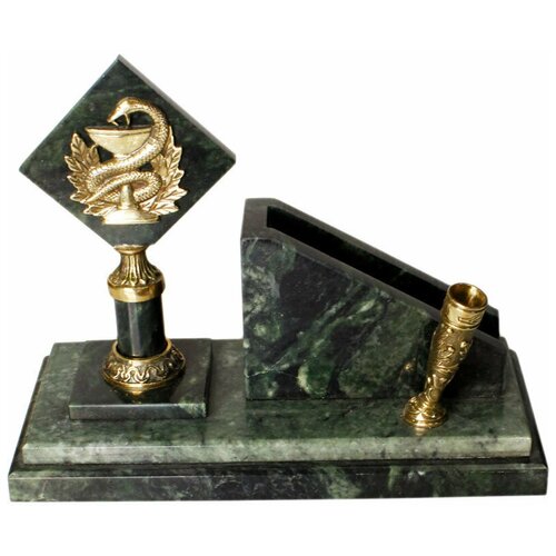 Подарки Письменный прибор Медицина с визитницей из бронзы и змеевика 7087₽