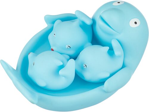 Набор для ванной Играем вместе Дельфин-мыльница с 3 дельфинами (В1326953), голубой