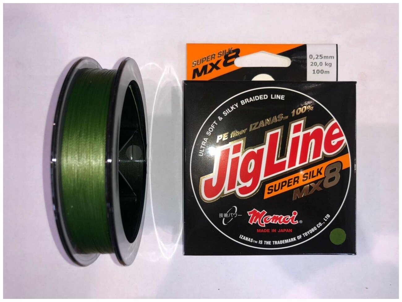 Плетеный шнур JigLine MX8 Super Silk 025 мм 20 кг 100 м зеленый