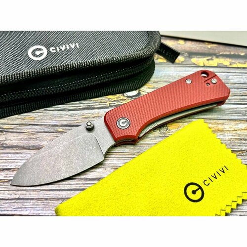 фото Нож складной civivi c19068s-6 baby banter, stonewashed nitro-v blade, burgundy g10 handle нет бренда
