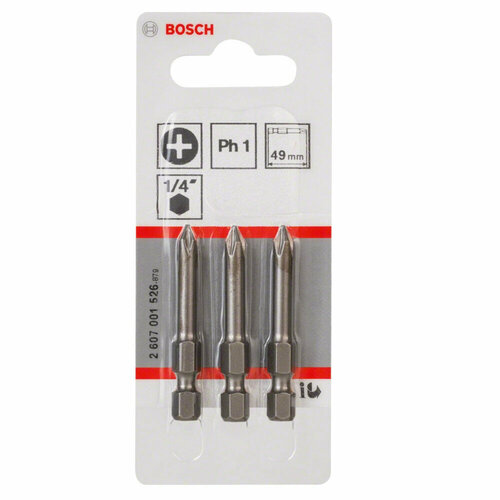 Набор бит Bosch 3шт Ph 1/49 XH bosch набор бит 3 шт 89 мм t8 10 15 xh set bosch 2 607 001 759