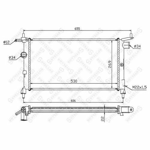 STELLOX 1025225SX 10-25225-SX_радиатор системы охлаждения! без AC\ Opel Corsa/Tigra 1.2i-1.6i 93>