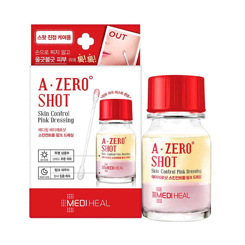 Сыворотка от прыщей MEDIHEAL A-ZERO SHOT Skin Control Pink Dressing, 13 г + ватные палочки