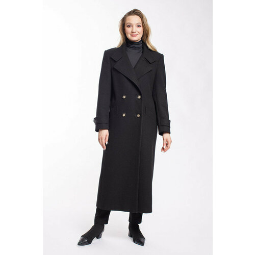 фото Пальто демисезонное, силуэт прямой, удлиненное, размер 46, черный modetta_style