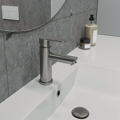 Изображение товара ESKO. Смеситель для раковины и умывальника для ванны сатин одноручковый 10 лет гарантия нержавеющая сталь