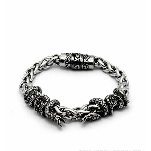 фото Плетеный браслет, размер 20.5 см, серый, серебряный цветной кит