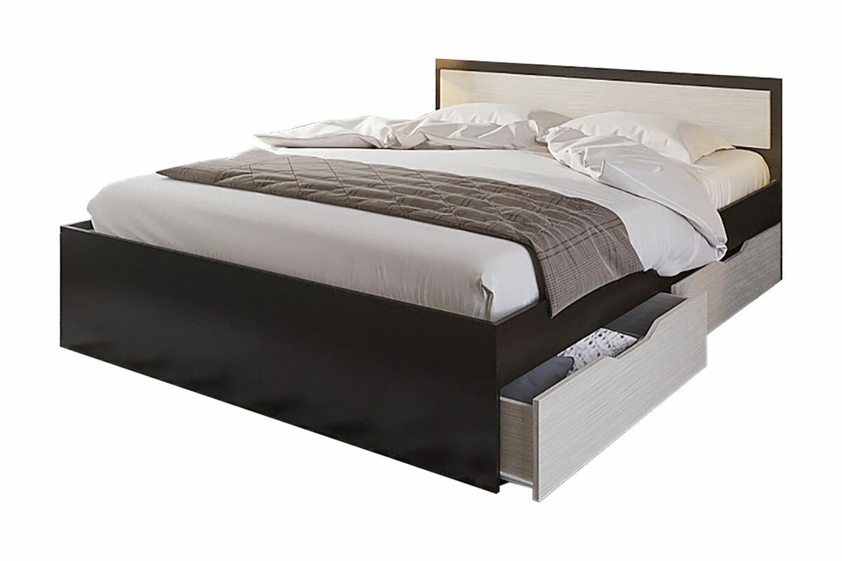фото Кровать с ящиками "Гармония" 160*200 Венге/Дуб Белфорд 604