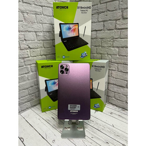 Планшет ATOUCH X19 MiniHD 8256 ГБ 7 дюймов Android 12 Планшетный компьютер Беспроводная клавиатура стилус Фиолетовый золотой для девушек 668000₽