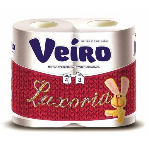 Бумага туалетная "Veiro Luxoria" 19,4м 3-слойная (3 упаковки по 4 рулона)