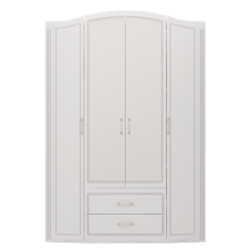 Шкаф для одежды 4-х дверный Ижмебель Виктория 2 без зеркал с ящиками Белый Глянец