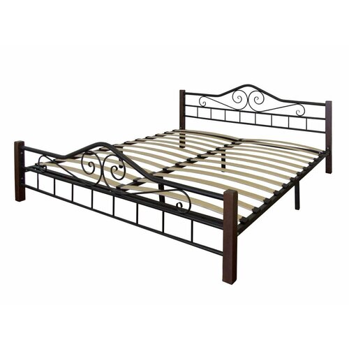 Кровать Мебелик Сартон 1 (140, 160) черный/средне-коричневый (160)